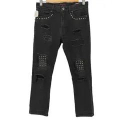 JURY BLACK ジュリーブラック ダメージデニム スタッズ JURY BLACK ジュリーブラック ダメージデニム スタッズ ブラック