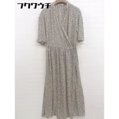 ◇ Lugnoncure ルノンキュール 総柄 半袖 ロング ラップ 巻き ワンピース サイズF ベージュ ホワイト レディース  【中古】 【1111100000063】のサムネイル