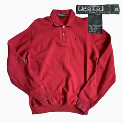 送料無料 即決★ポロ ラルフローレン★XL 赤 長袖 襟付 ボタン 胸元 ワンポイント メンズ Polo Ralph Lauren T2503