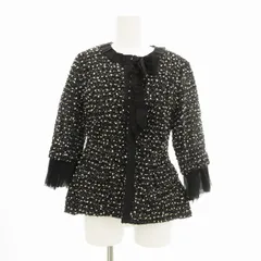 ニナリッチ NINA RICCI 美品 ジャケット ブルゾン ツイード 絹 シルク ツイード レース 36 S 黒 ブラック /JS 1104 ■GY09のサムネイル