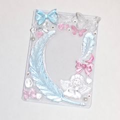 トレカデコ レジン 硬質ケース ぱしゃこれ 羽根 水色 ピンク