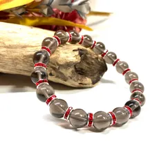 スモーキークォーツ パワーストーン ブレスレット 8mm  天然石 （レッド）メンズ・レディース　男性・女性　数珠ブレス　開運  [m]