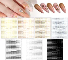 【迅速発送】Chisafly ネイルシール 数字 ナンバー 小さい 7枚セット ゴールド シルバー ネイルステッカー すうじ 白 黒 ホワイト