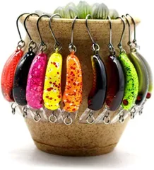 Anychien ニョロ系 クランク シンキング 1.5g 10個 セット 渓流 スリム マイクロ エリア トラウト(レッド、ゴールド、イエロー、シルバー、オレンジ、ブラック、ホワイト、パープル、ピンク,  3.7cm)