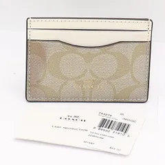美品 コーチ F63279 カードケース ベージュ×白 NKG