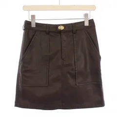 ダイアグラム Diagram 23AW パッチミニスカート 台形 フェイクレザー ジップフライ ストレッチ ターンロック式 36 茶 ブラウン 0323421025 /BB