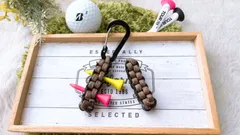 パラコード✶ゴルフティーホルダー✶ミニタイプ✶カラビナ色変更可✶ヘーゼルブラウン☓ブラック