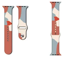 Apple Watchバンド シリコン迷彩 レッドミント 42mm/44mm/45mm/49mm アップルウォッチ ケース用 バンド