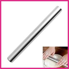 Stainless steel rolling pin, pipe-type, for making cakes, pasta, pies, dumplings, pizza, and other confectionery. Kitchen and cooking utensil. Non-sticky and easy to clean (25.4cm)