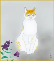 色紙  色紙掛けなし 色紙絵  和風 猫 小林古径 モダン 掛軸 床の間 和室 おしゃれ 壁掛け 絵