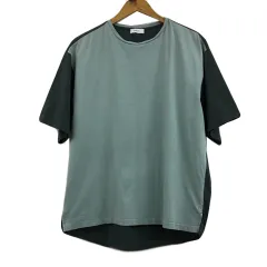 シップス SHIPS any カットソー Tシャツ プルオーバー ラウンドネック 切替 五分袖 S 緑 グリーンのサムネイル