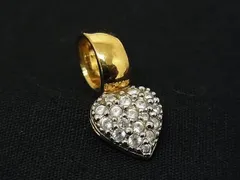 ■美品■ SWAROVSKI スワロフスキー ハート ネックレストップ ペンダントトップ アクセサリー シルバー系×ゴールド系 DF8569