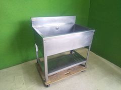 【クロムステン】バックガード付き 一槽シンク 900mm×600mm 多少のサビあり■流し台・業務用■C-1502
