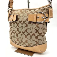 ✨良品✨ COACH コーチ ワンショルダーバッグ トートバッグ バックル シグネチャー 総柄 シルバー金具 チャーム 肩掛け 斜め掛け キャンバス レザー レディース ベージュ 肌色