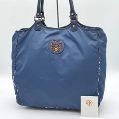 未使用級✨トリーバーチ ハンドバッグ ブルー系　花柄 ロゴ　レディース Tory burch 花柄ハンドバッグ