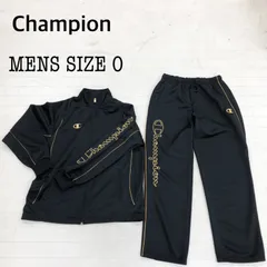 194〓 Champion チャンピオン セットアップ ジャージ メンズ サイズO ブラック ゴールド トップス ボトムス スポーツウェア ウエストゴム ウエスト紐 ラグラン袖