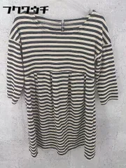 ◇ green label relaxing UNITED ARROWS ボーダー 七分袖 ミニ ワンピース ベージュ ブラック レディース  【1002800357079】