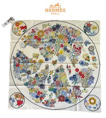エルメス カレ 90 スカーフ PLANIFLEURS プラニフルール 新品 シルク 100％ Hermes
