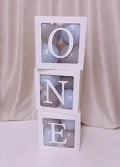 バルーンボックス ONE +風船ブルー系26枚【おまけ付き】一歳 お誕生日 記念日 赤ちゃん お祝い 風船