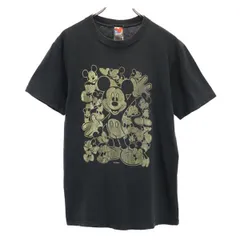 ディズニー 90s オールド USA製 ミッキーマウス プリント 半袖 Tシャツ M ブラック系 Disney メンズ 【中古】  【230804】 メール便可