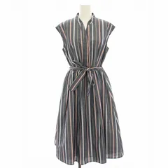 ユナイテッドアローズ UNITED ARROWS クローゼットストーリー closet story ワンピース ノースリーブ ストライプ スキッパー ロング ミモレ グレー 赤 レッド 水色 ライトブルー 6926-699-0468 /HN ■GY14