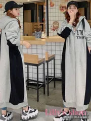 春夏 韓国風 ロングワンピース パーカー スウェット レディース 大きめ 春夏コ