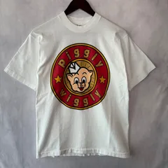 B1991  90's FRUIT OF THE LOOM piggly wiggly プリントTシャツ 白 M 古着 シングルステッチ USA製 企業T