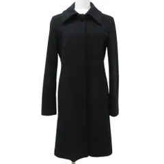 美品 BURBERRY BLUE LABEL バーバリーブルーレーベル 裏地ノバチェック アンゴラ ステンカラーコート 36 ブラック レディース 古着 中古 USED