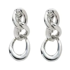 【シルバー×イヤリング】[Cream dot. クリームドット公式] イヤリング レディース  金属アレルギー ニッケルフリー ヴィンテージ調 艶消し マット 揺れる ネジ式 チェーン 3連 大人 ミックスカラー 