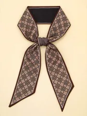 アクセサリー レディース スカーフ 女性用の黒いコーヒーカラーの小花柄の首飾り、ボウタイ付きの多機能ファッションヘアスカーフ、ギフトボックス付きのエレガントなバンダナ、ヘアバンド、ヘッドバンド、見た目をドレスアップ