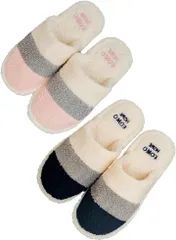 ３７．２℃　Ｂｉｎｅｔｓｕ 春冷え あったかい スリッパ 室内 洗える レディース メンズ ルームシューズ おしゃれ かわいい Free Size( ネイビー＆ピンク２色セット,  Free Size)