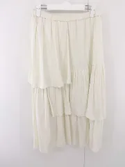 ◇ AMERICAN HOLIC アシメ フリル ウエストゴム ロング フレア スカート サイズL アイボリー レディース E  【1303280010851】