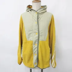 アディダス adidas ジャケット フリースジャケット フード フーディ 長袖 アシンメトリック3ST イエロー ベージュ カーキ ホワイト S