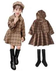 ブラウン (4点セット)_140 [WUOWU] ワンピース 子供 用 女の子 ワンピース キッズ 子供服 フォーマルワンピース ガールズ ワンピース 発表会 ワンピース 可愛い 通学 入園式 入学式 お姫様 ワンピース 通園 卒業式 七五三 子ども ワンピー