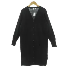 ギャップ GAP カーディガン ニット 長袖 ロング丈 スリット コットン ブラック 黒 M