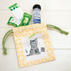 ミニミニ 巾着 ｲｴﾛｰ【■ECOUTE！】 E.minette 猫 袋