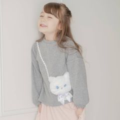 【グレー】ネコポシェットトレーナー TAK キッズ キャサリンコテージ