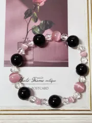 オニキス ピンクキャッツアイ　デザインブレスレット
