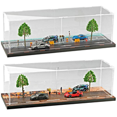 1:64 モデルカー ショーケース ギフト 駐車場 ガレージ モデル 家庭用 本棚 オフィス 海辺 道路用