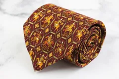 サルヴァトーレフェラガモ ブランド ネクタイ 総柄 動物柄 馬 乗馬 シルク イタリア製 PO  メンズ ブラウン Salvatore Ferragamo 【中古】