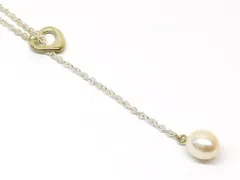 美品 ティファニー ■ パール オープンハート ラリアット ネックレス Ag925刻印 5.8g シルバー Tiffany&Co □7I