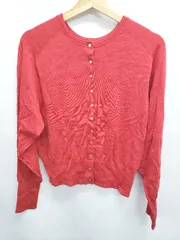 ◇ ⊇ green label relaxing UNITED ARROWS 金ボタン ウール 長袖 ニット カーディガン レッド レディース E  【1506250000504】
