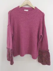 ◇ KBF アーバンリサーチ 切り替え 長袖 ニット セーター サイズone パープル系 イエロー マルチ レディース E  【1303240000410】