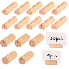 新品 CINECE メモクリップ ホルダー スタンド 木製 12個+12枚名刺 写真 カード 立て 名刺 便箋 文具 事務 シンプル (円柱形 2サイズ)