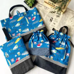 と〜ってもお得な入園入学セット★新幹線電車（ブルー）4点セット☆レッスンバッグ/体操服袋/上履き入れ/入学入学/体育着男の子ドクターイエロー
