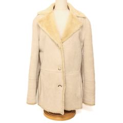 サルヴァトーレ フェラガモ ムートンコート ロング ジャケット ムートン ボア ファー レザー 本革 ベージュ Salvatore Ferragamo