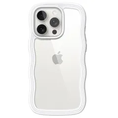 【在庫処分】iPhone 15 Pro 6.1インチ用 かわいい JEDirect ケース 波状フレーム うねうね 耐衝撃 スマホカバー 女性用 女子向け クリア ハードPCバック (ホワイトチタニウム)