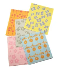 【在庫セール】Kosugizen フェイスタオル 北欧調ジャガード フラワー 5色(5柄)各1枚入 34×80㎝ 北欧風モチーフ 乾きやすい薄手タイプ 5枚セット SV-2308-5