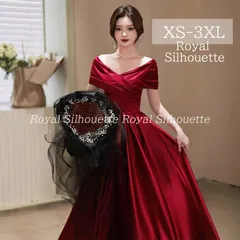 ドレス パーティードレス レッド 赤 オフショルダー パーティー イブニングドレス 七分袖 ロングカート 大きいサイズ 謝恩会 XS S M L XL LL 2XL XXL 3XL XXXL 披露宴 プリンセス 姫系 演奏会 紐タイプ シンプル シック