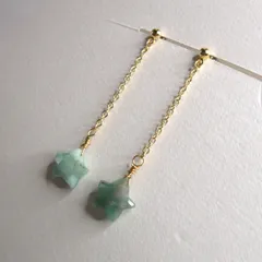 エメラルド　星のスタッドピアス（チタン）　#59